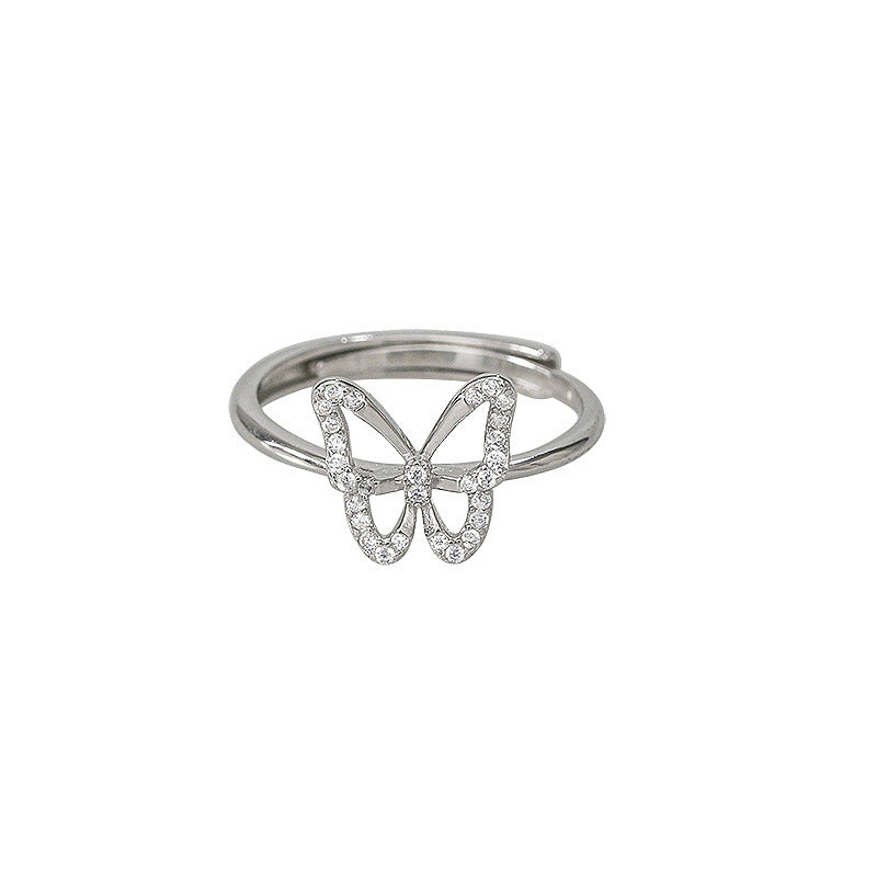 Bague Papillon Zircons Blancs