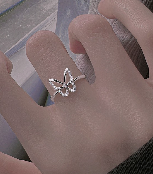 Bague Papillon Zircons Blancs