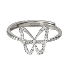 Bague Papillon Zircons Blancs