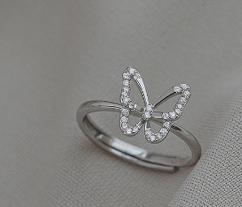 Bague Papillon Zircons Blancs