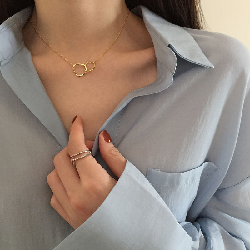 Collier Ras du Cou Minimaliste - Double Anneau