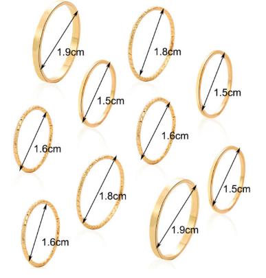 Ensemble de Bagues Fines Simple Personnalité - 10 Pièces