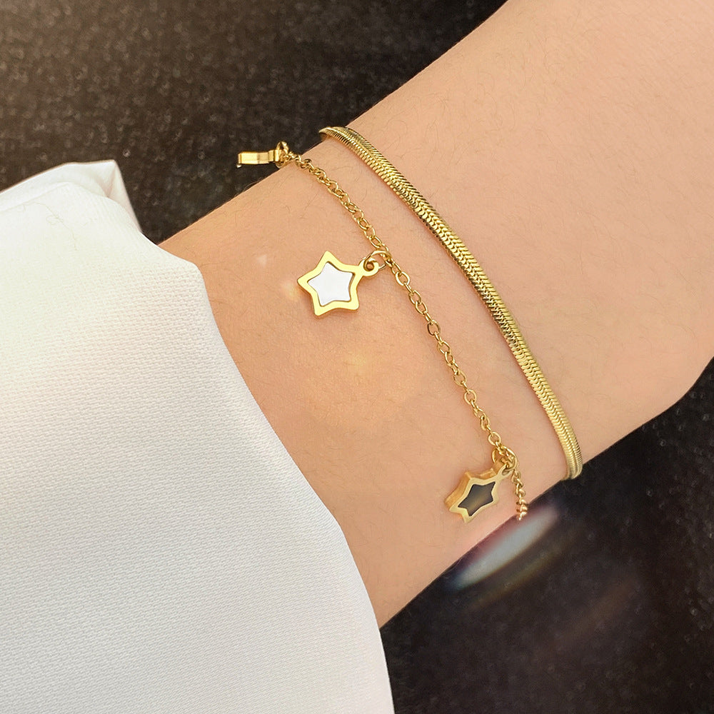 Bracelet Étoile à Cinq Branches - Acier Inoxydable