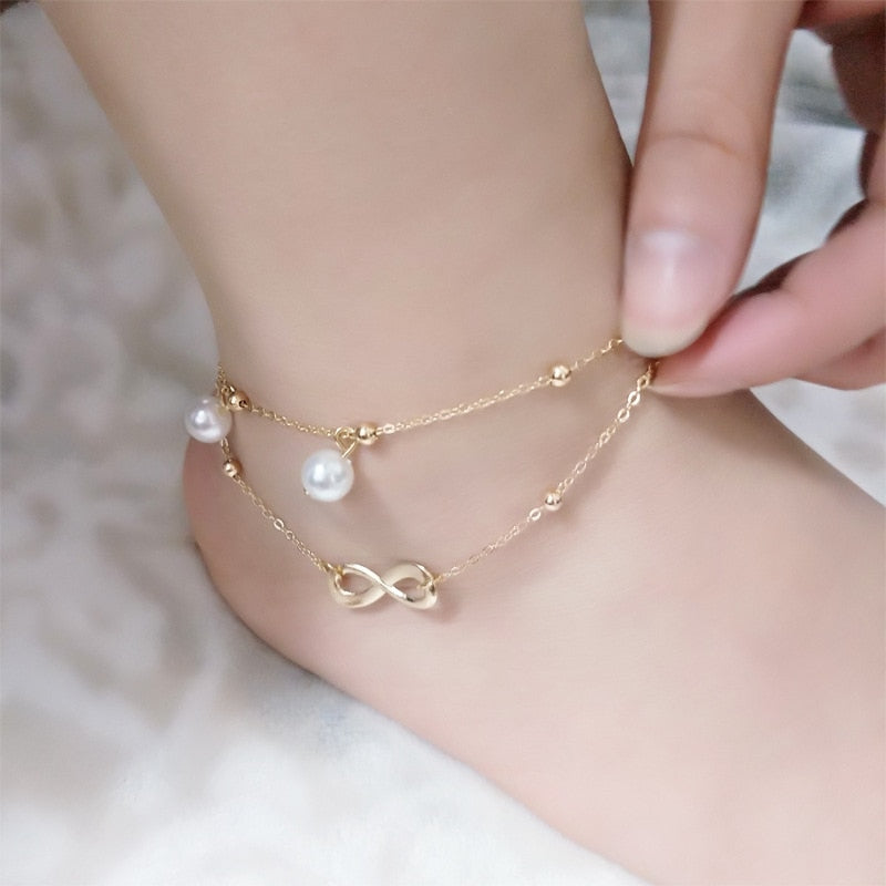 Chevillère Double Couche Perles - Bijou de Pied Artisanal