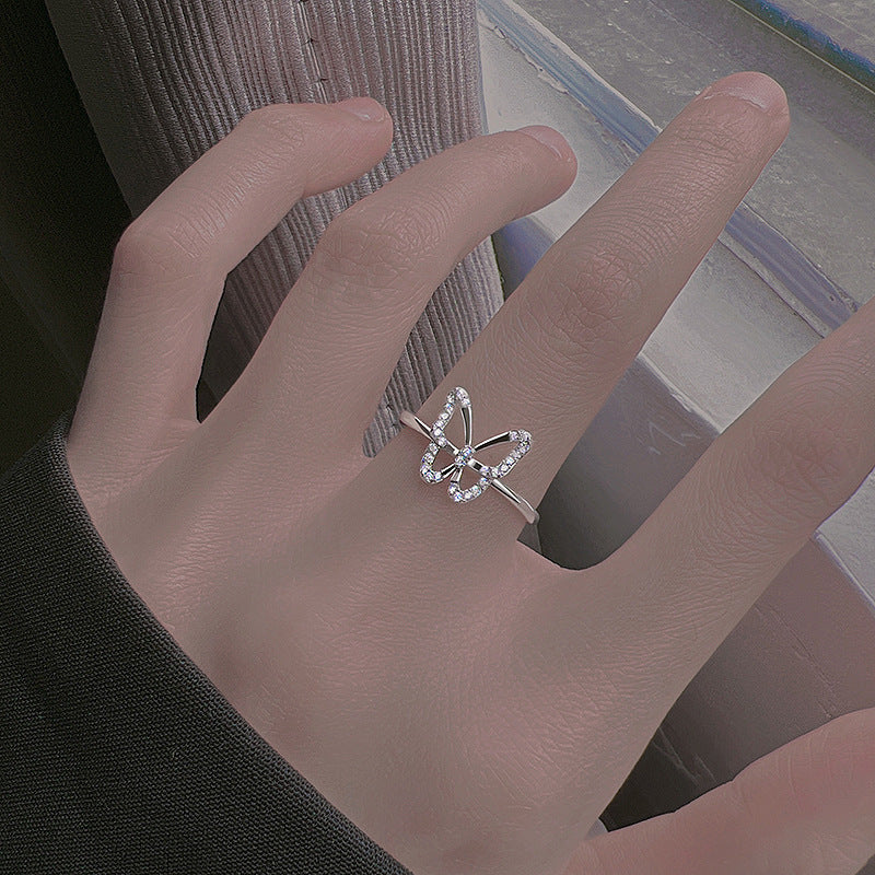 Bague Papillon Zircons Blancs