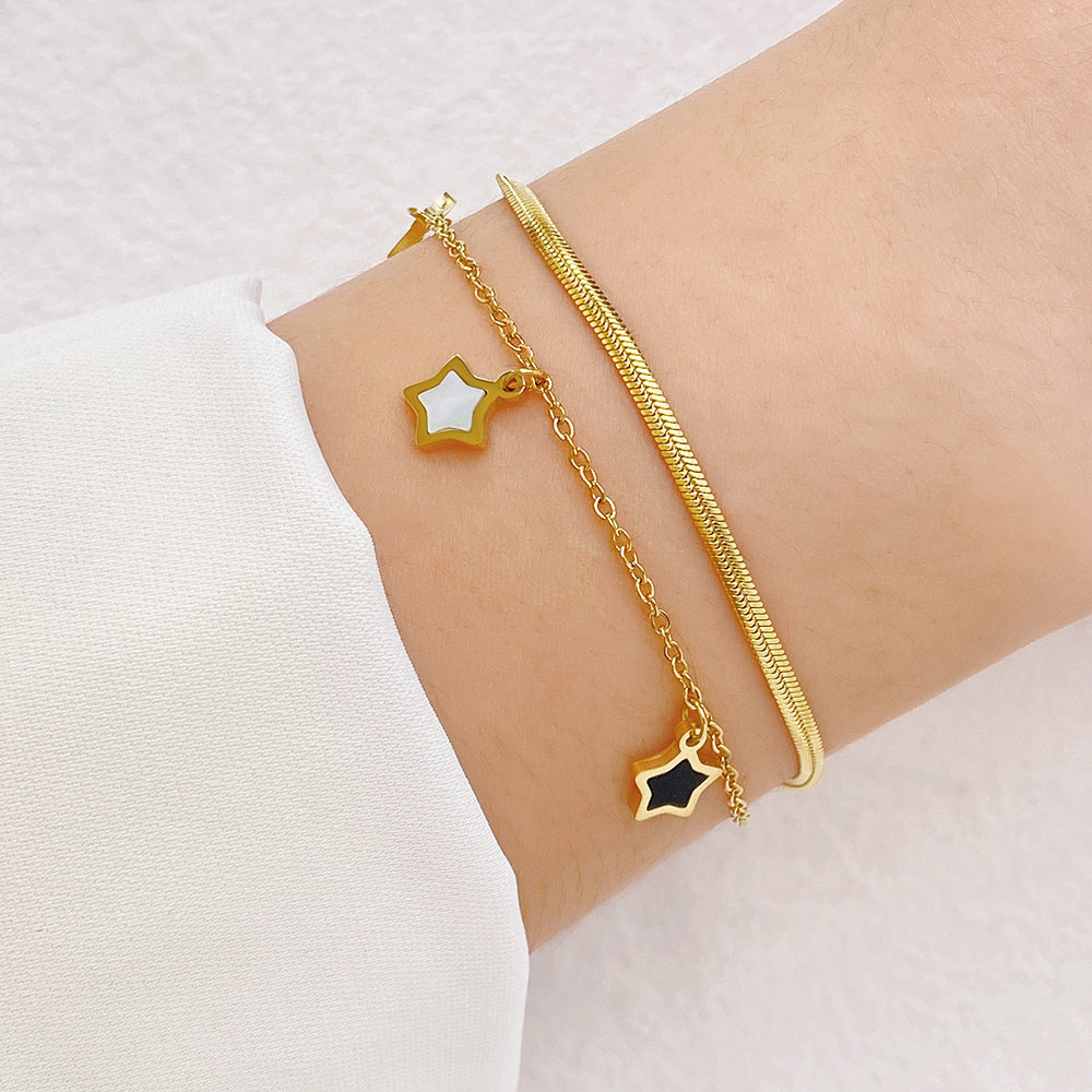 Bracelet Étoile à Cinq Branches - Acier Inoxydable