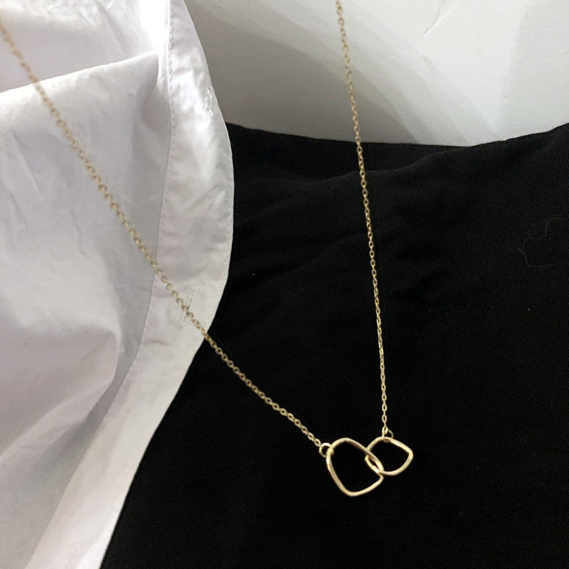 Collier Ras du Cou Minimaliste - Double Anneau