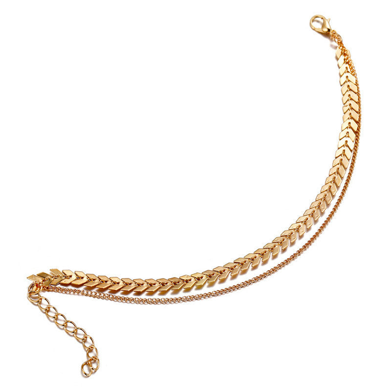 Bracelet de Cheville Bohémien en Écailles de Poisson à Couches Multiples