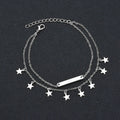 Bracelet de Cheville Double Rang Étoilé Argenté