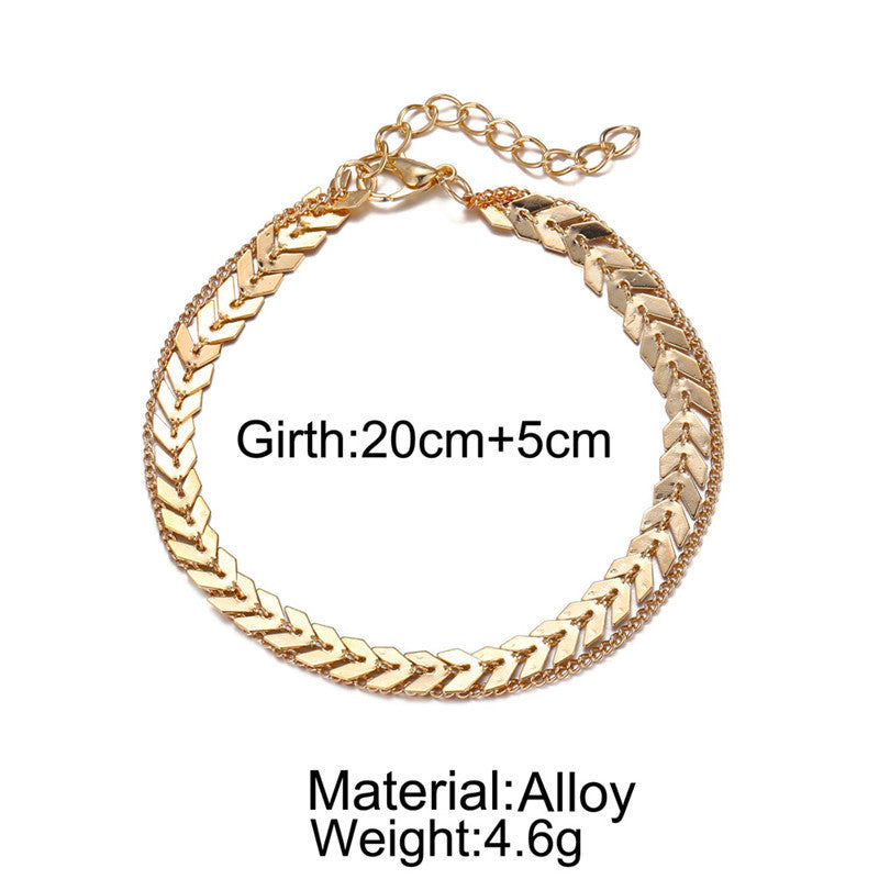 Bracelet de Cheville Bohémien en Écailles de Poisson à Couches Multiples