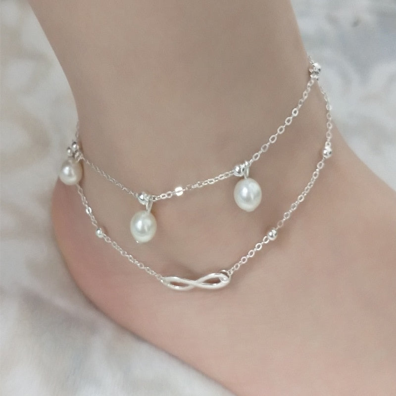 Chevillère Double Couche Perles - Bijou de Pied Artisanal